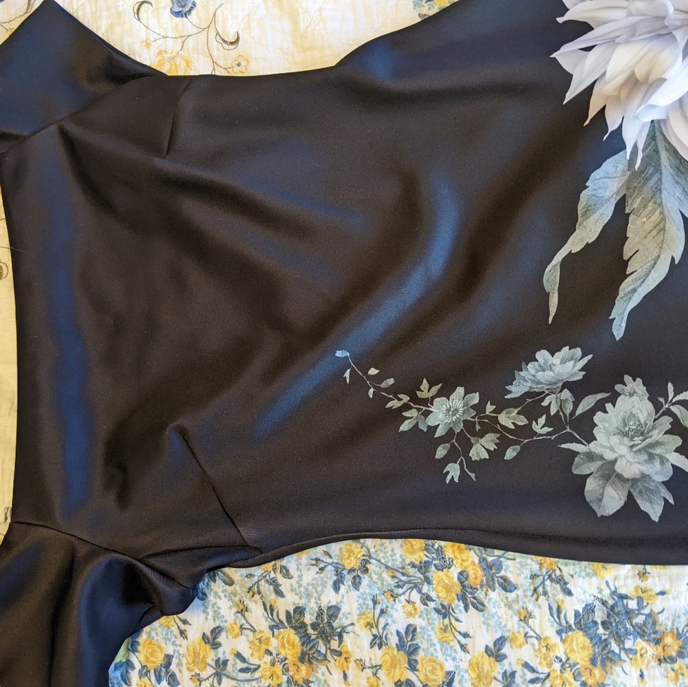 Ted Baker Peaony Floral Print Bardot Dress, Black - Picture 14 of 16
